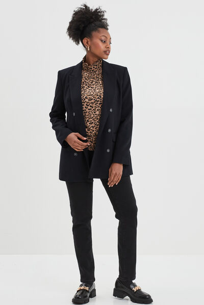 Veste blazer à boutons doublée noir femme