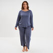 Ensemble pyjama 2 pi&egrave;ces bleu gris femme grande taille