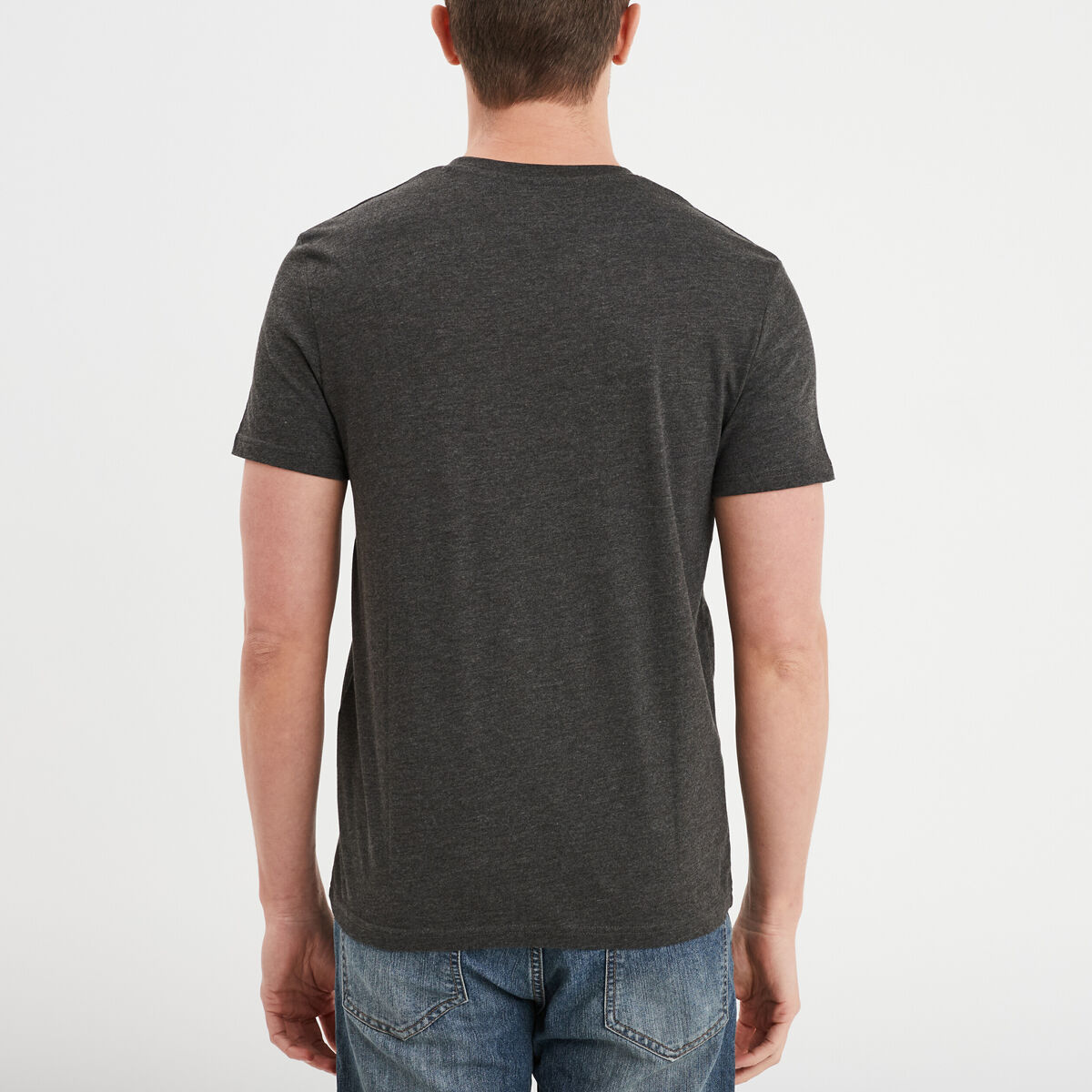 T-shirt droit col V gris foncé homme