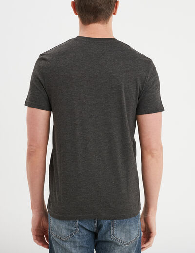 T-shirt droit col V gris foncé homme