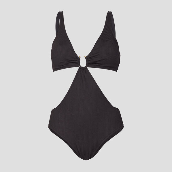 Maillot de bain une pièce à ouvertures noir femme