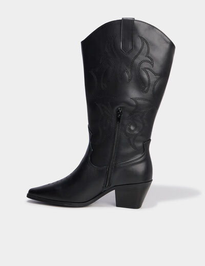 Bottes santiag &agrave; talons noir femme