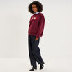 Sweat col rond logo oversize bordeaux femme