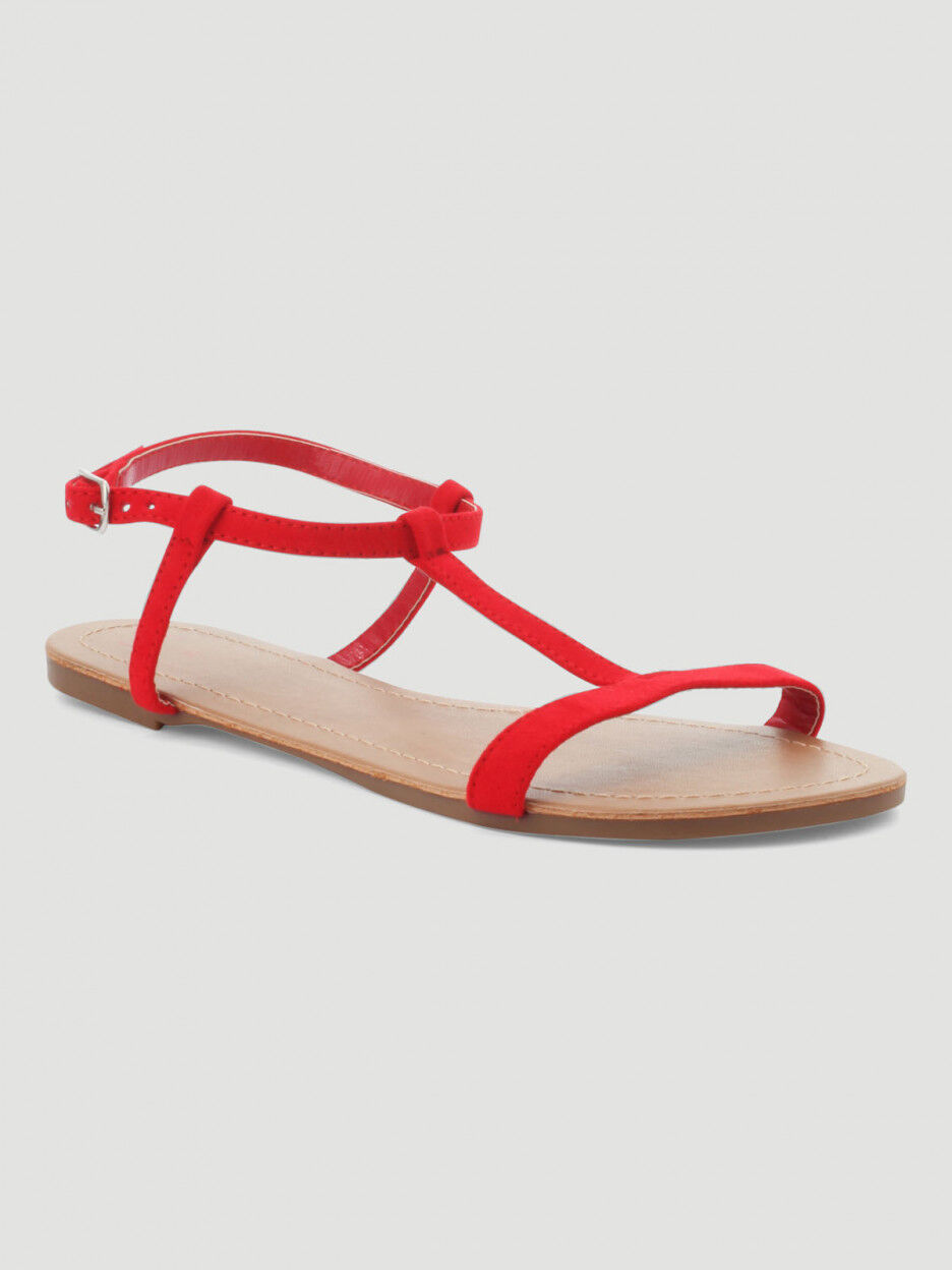 sandales plates rouges femme
