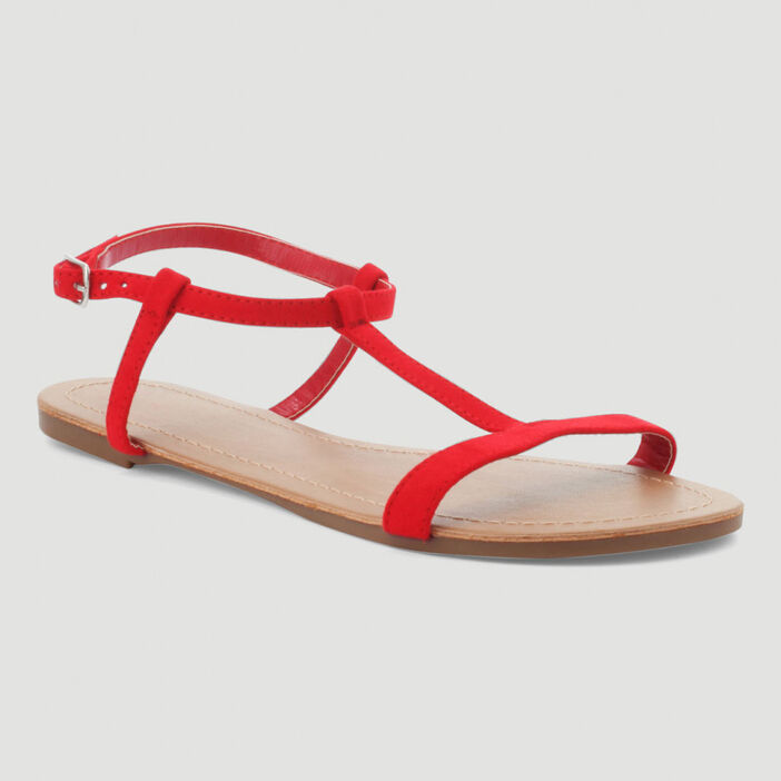 Sandales plates femme rouge