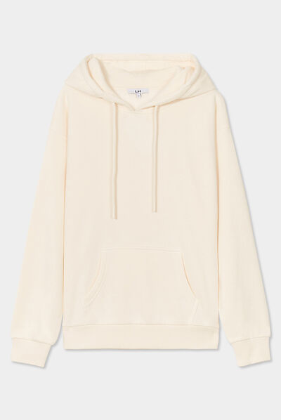 Sweat molleton à capuche hoodie sable femme