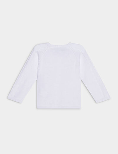 Gilet manches longues boutonné coton blanc bébé fille