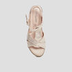 Sandales compensées en cuir pied large sable femme