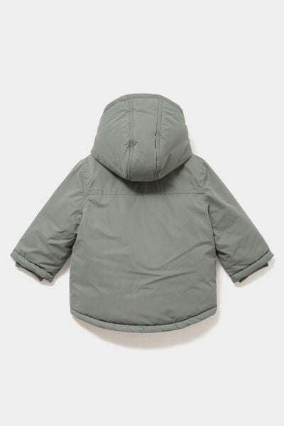 Parka &agrave; capuche doubl&eacute;e vert kaki b&eacute;b&eacute; gar&ccedil;on