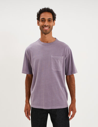 T-shirt 1 poche manches courtes coton violet homme
