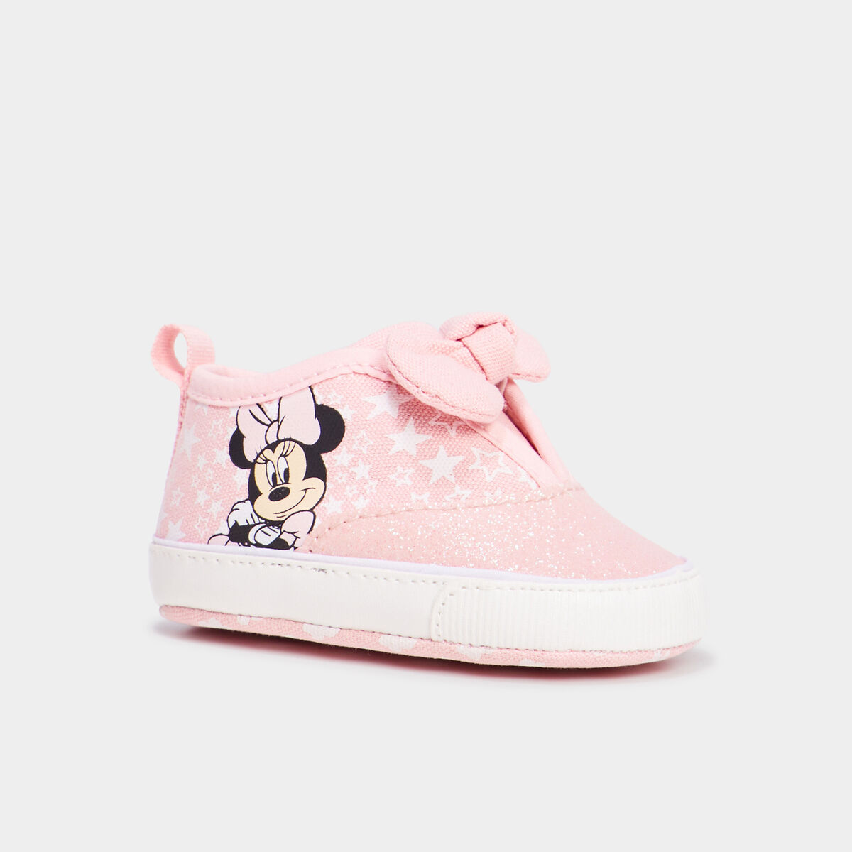 Chaussons bottons à paillettes Minnie rose bébé fille