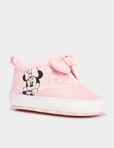 Chaussons bottons à paillettes Minnie rose bébé fille
