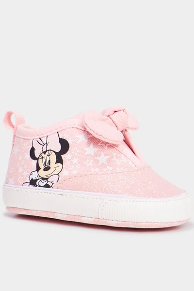 Chaussons bottons &agrave; paillettes Minnie rose b&eacute;b&eacute; fille