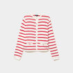 Gilet effet ajour&eacute; manches longues coton ecru femme