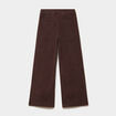 Pantalon velours c&ocirc;tel&eacute; large marron fonc&eacute; fille