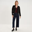 Veste biker en su&eacute;dine ajust&eacute;e noir femme