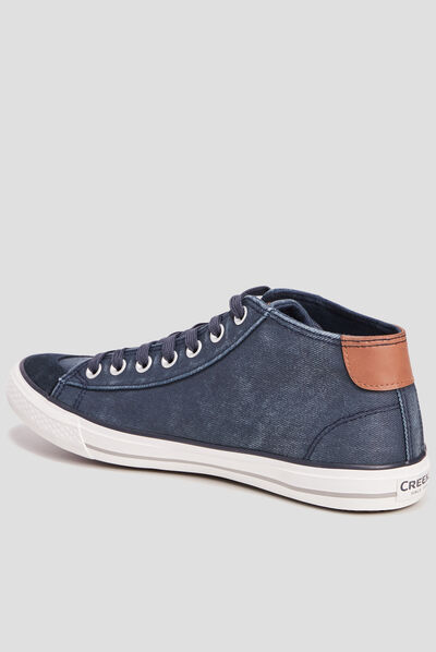 Baskets montantes à lacets bleu marine homme