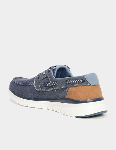 Chaussures bateau en jean bleu homme