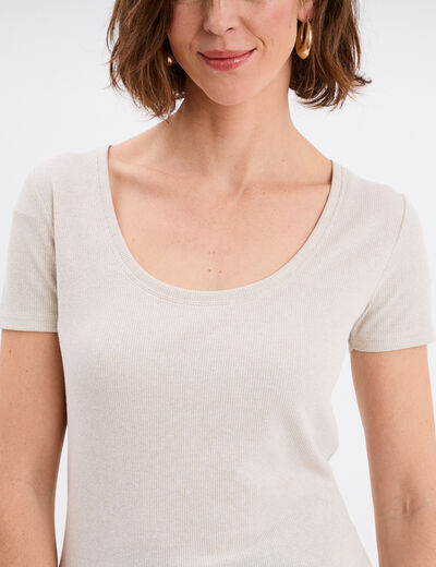 T-shirt côtelé fils métallisés Liberto blanc femme