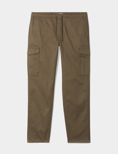Pantalon cargo taille &eacute;lastiqu&eacute;e vert kaki homme