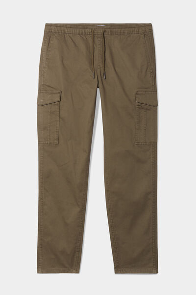 Pantalon cargo taille &eacute;lastiqu&eacute;e vert kaki homme