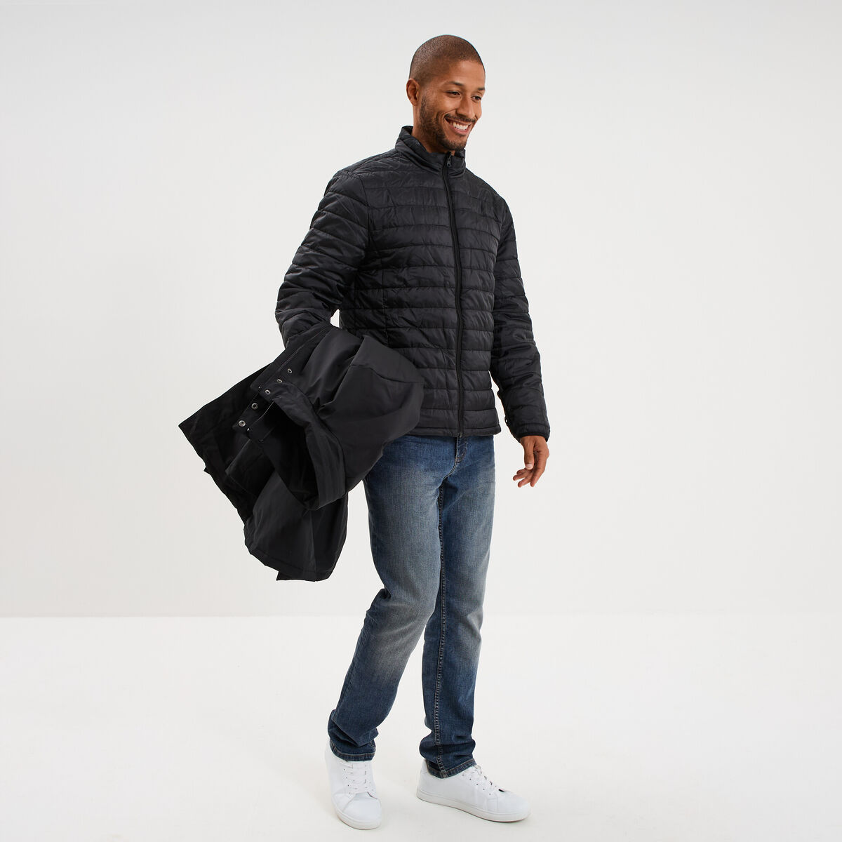 Parka 3-en-1 d&eacute;perlante noir homme