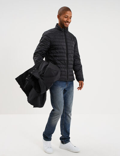 Parka 3-en-1 d&eacute;perlante noir homme