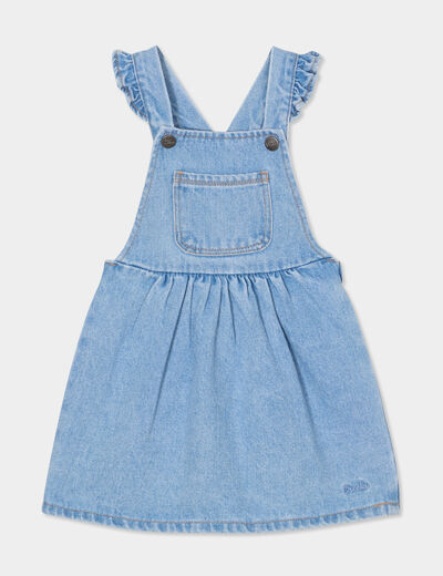 Robe salopette en jean à volants Creeks denim double stone bébé fille