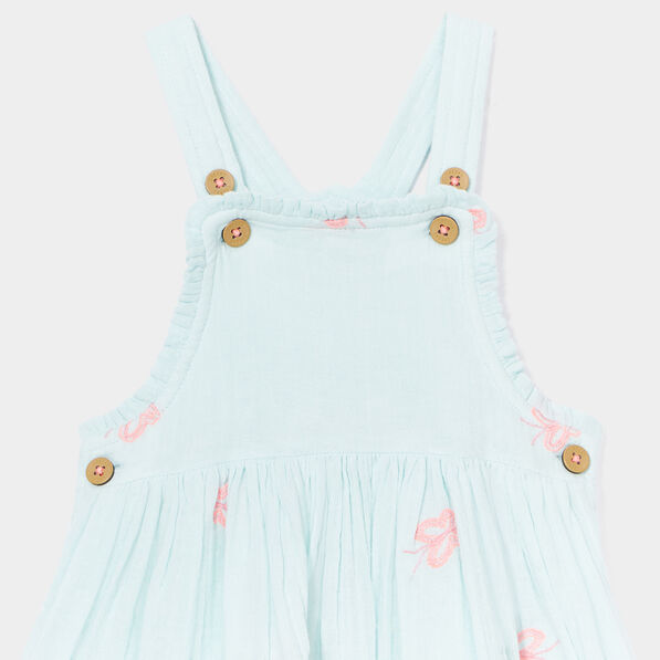 robe evasee brodee a bretelles vert turquoise bebef Robe évasée brodée à bretelles vert turquoise bébé fille