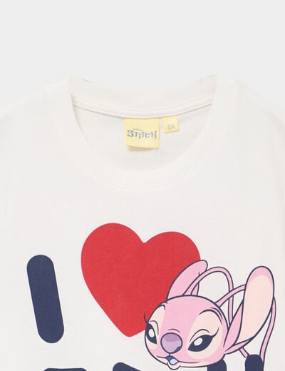 T-shirt manches courtes coton Stitch blanc fille