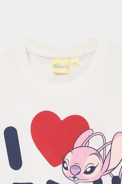 T-shirt manches courtes coton Stitch blanc fille
