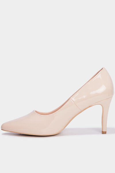 Escarpins vernis &agrave; talons beige femme