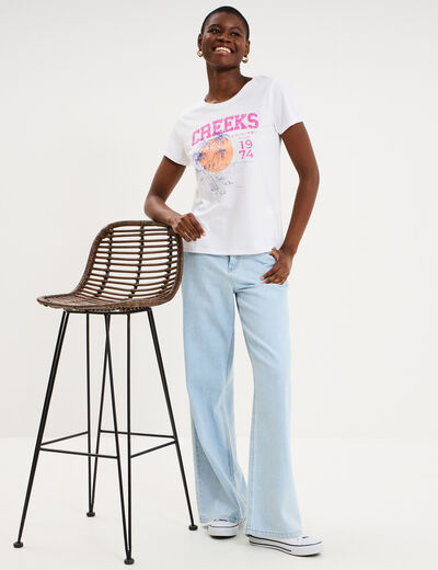 T-shirt manches courtes col rond coton blanc femme