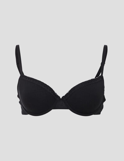 Soutien-gorge corbeille emboitant coton noir femme