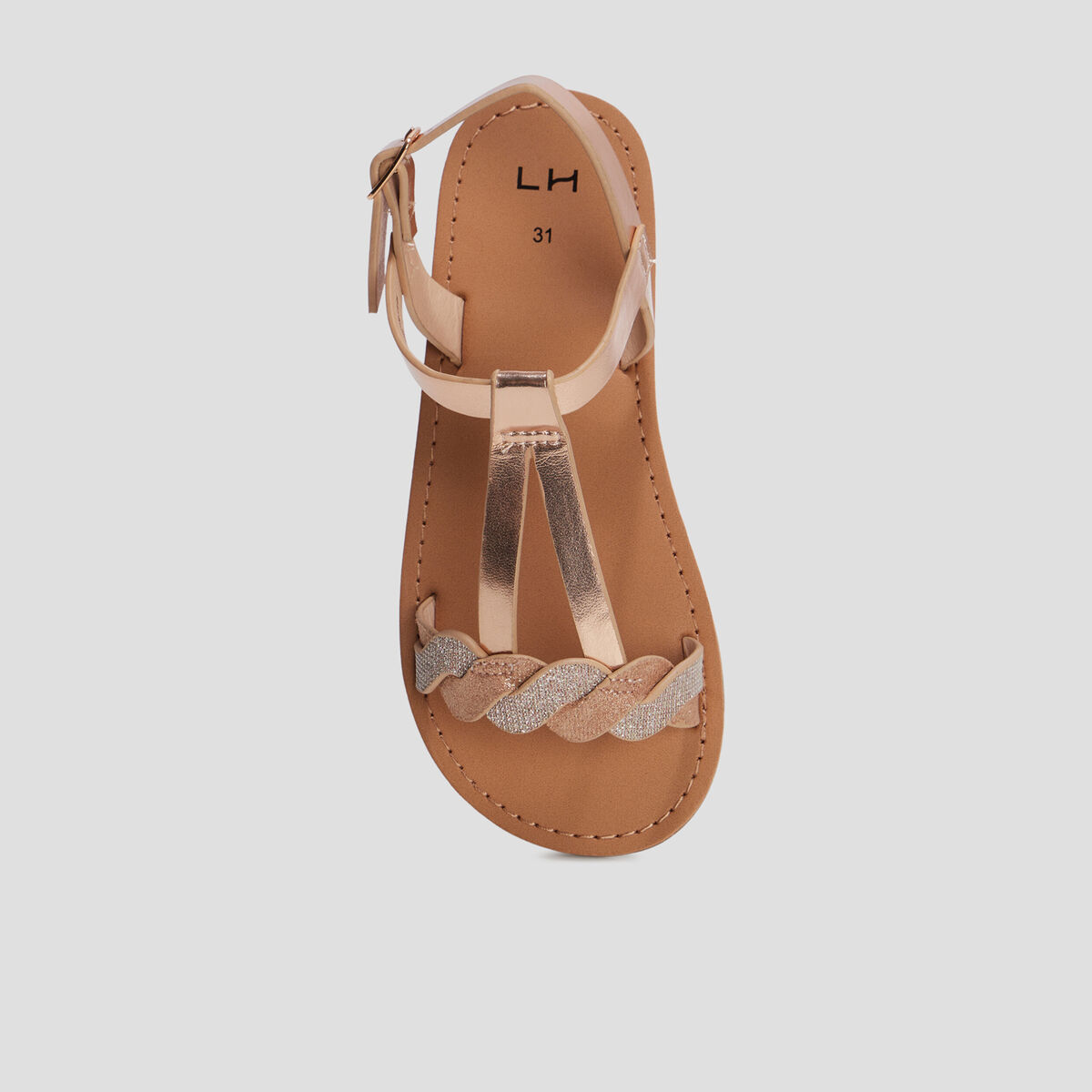 Sandales plates jaune or fille