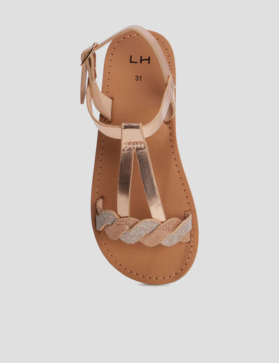 Sandales plates jaune or fille