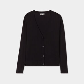 Gilet col en V boutonné noir femme
