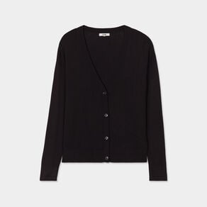 gilet col en v boutonne noir femme Gilet col en V boutonné noir femme