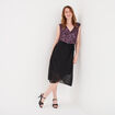 Robe fluide col cache-coeur ceinturée noir femme