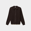 Gilet zipp&eacute; en maille manches longues marron fonc&eacute; homme