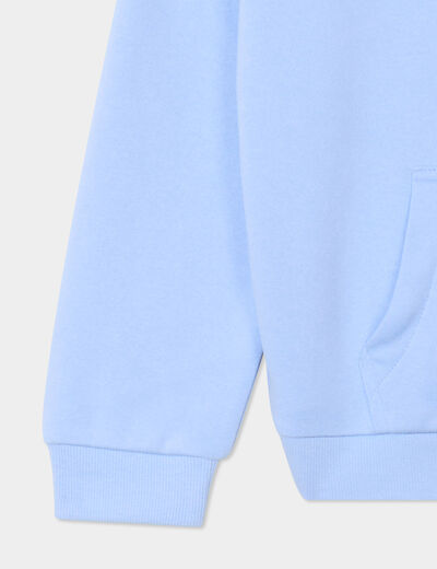 Sweat &agrave; capuche hoodie relax molleton bleu clair fille