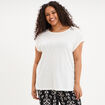 T-shirt &eacute;paules effet macram&eacute; blanc femme grande taille