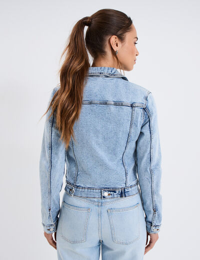 Veste en jean ajustée boutonnée denim double stone femme