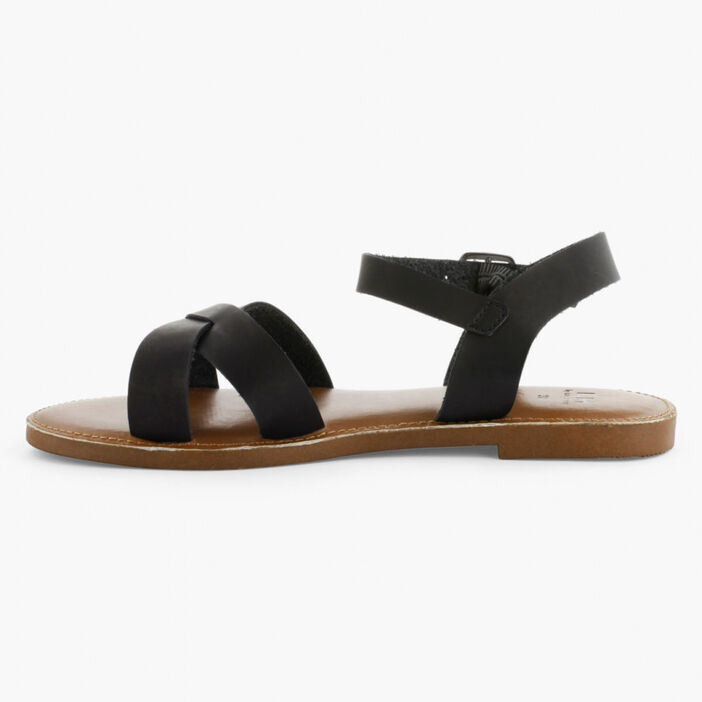 Sandales à lanières unies femme noir