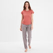Ensemble pyjama col rond 2 pièces fluide gris femme