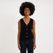 Gilet sans manches col en V noir femme