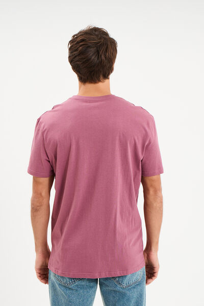T-shirt droit en coton manches courtes mauve homme
