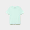 T-shirt col rond manches courtes coton vert clair femme