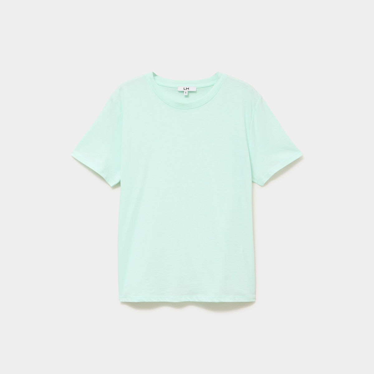 T-shirt col rond manches courtes coton vert clair femme