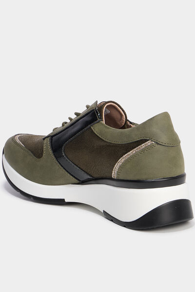 Baskets running compens&eacute;es zipp&eacute;es vert kaki femme